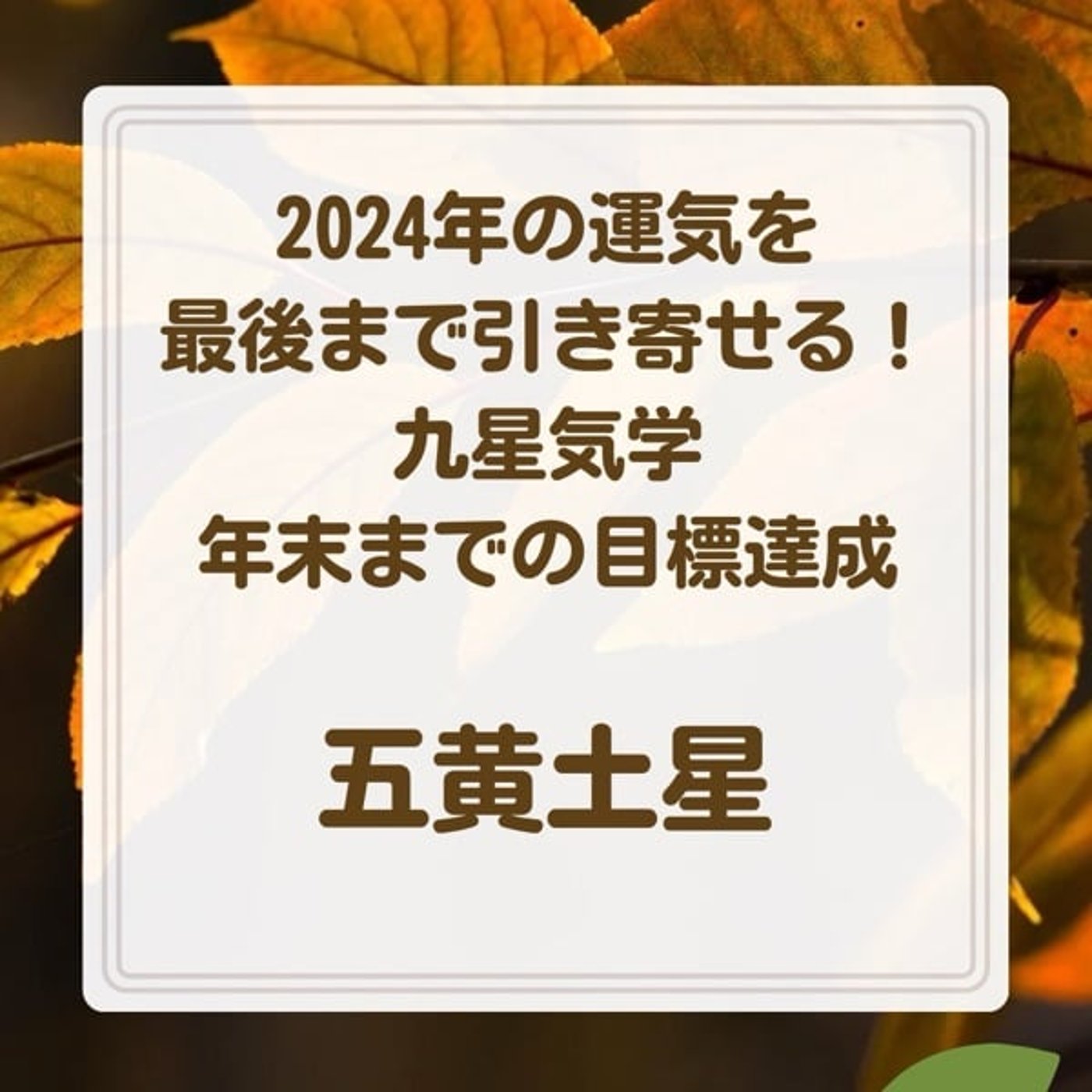 五黄土星　2024年の運気を最後まで引き寄せる❗️