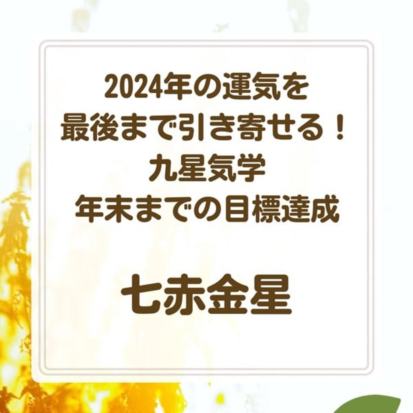 七赤金星　2024年の運気を最後まで引き寄せる❗️