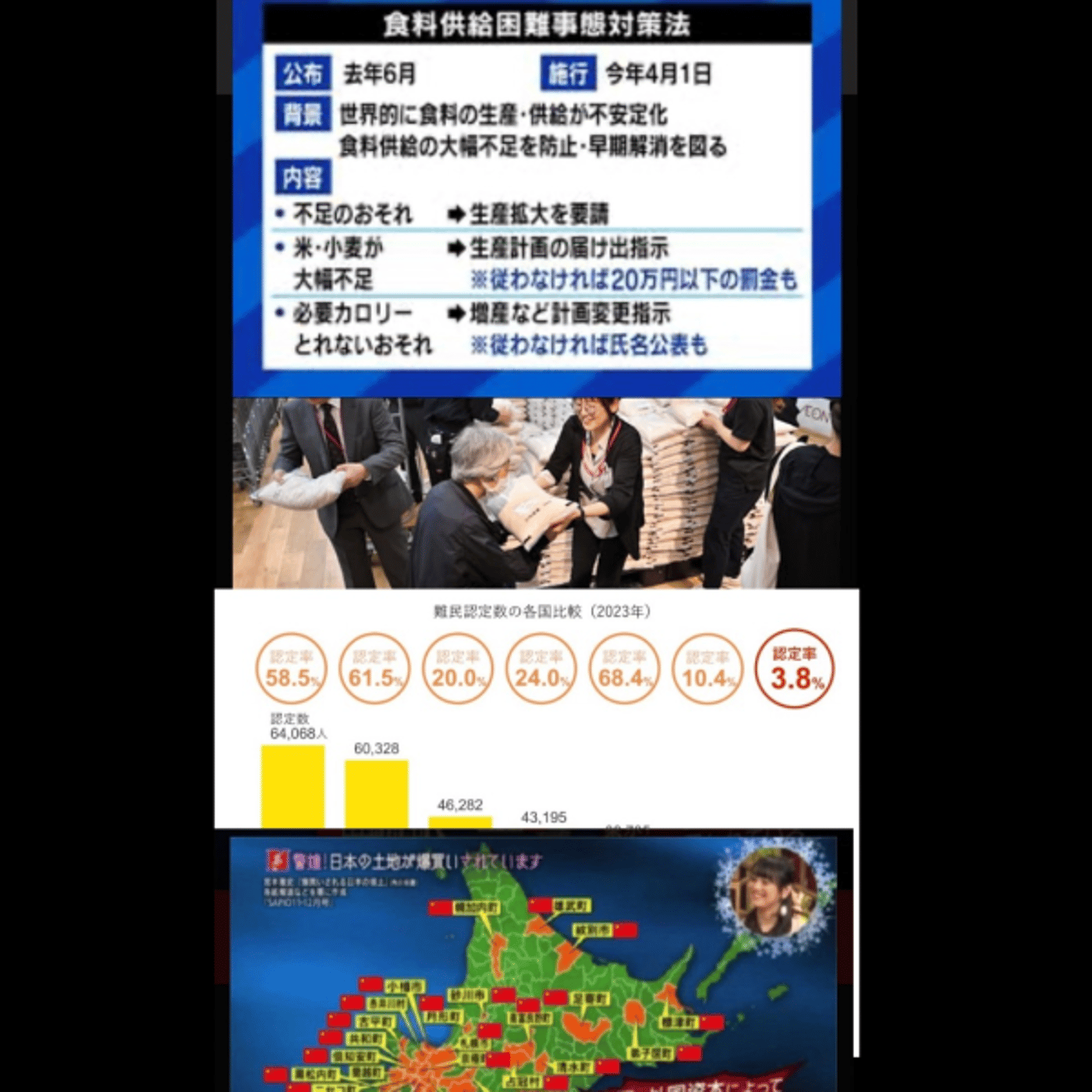 お休み前の京都、食料、備蓄米、難民、土地などの話