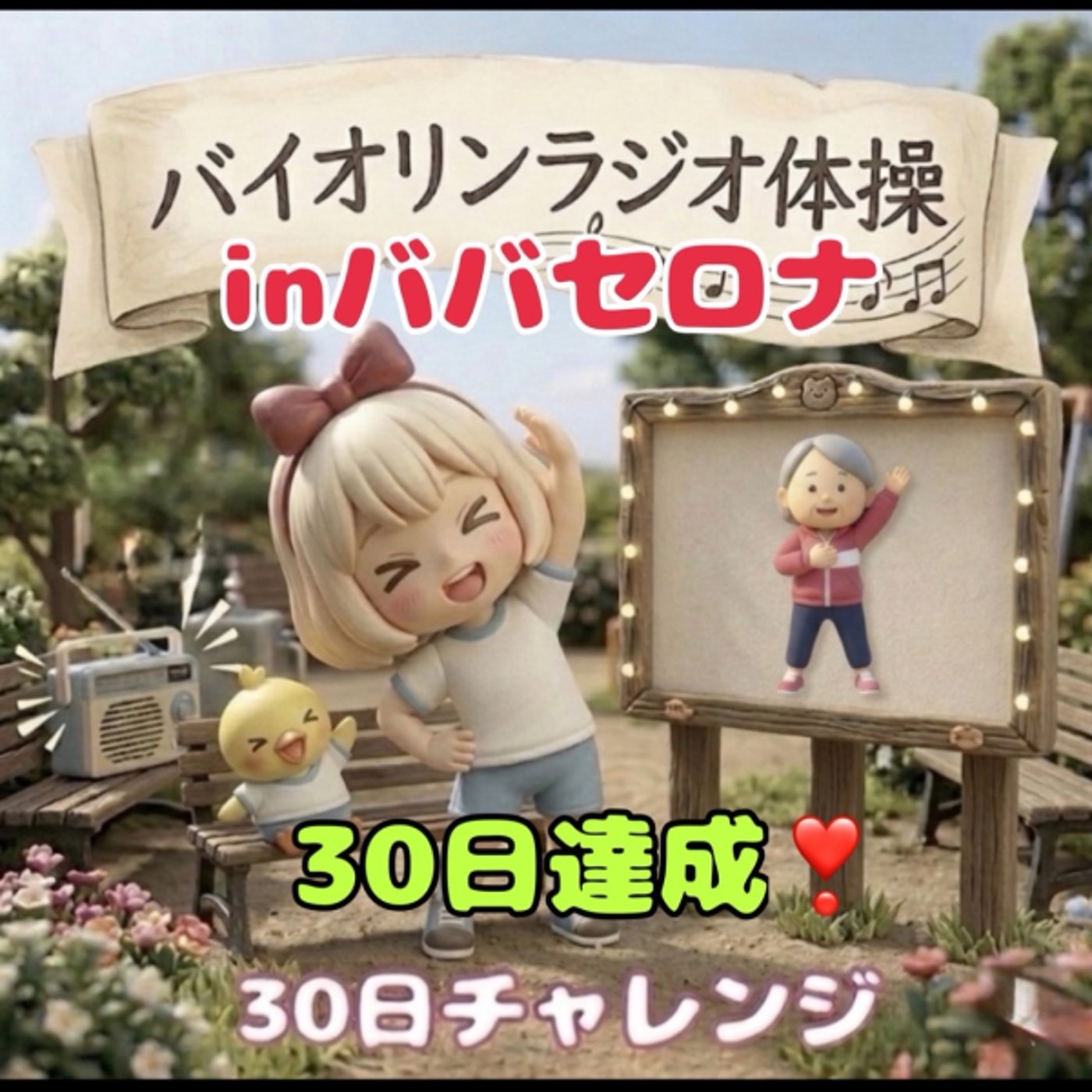 182《30日チャレンジバイオリンラジオ体操》30日連続達成❣️✌️