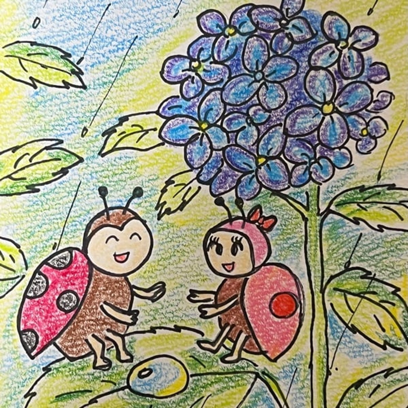 #1372🐞 「紫陽花と梅雨の物語」なな星くんとふた星ちゃん episode artwork