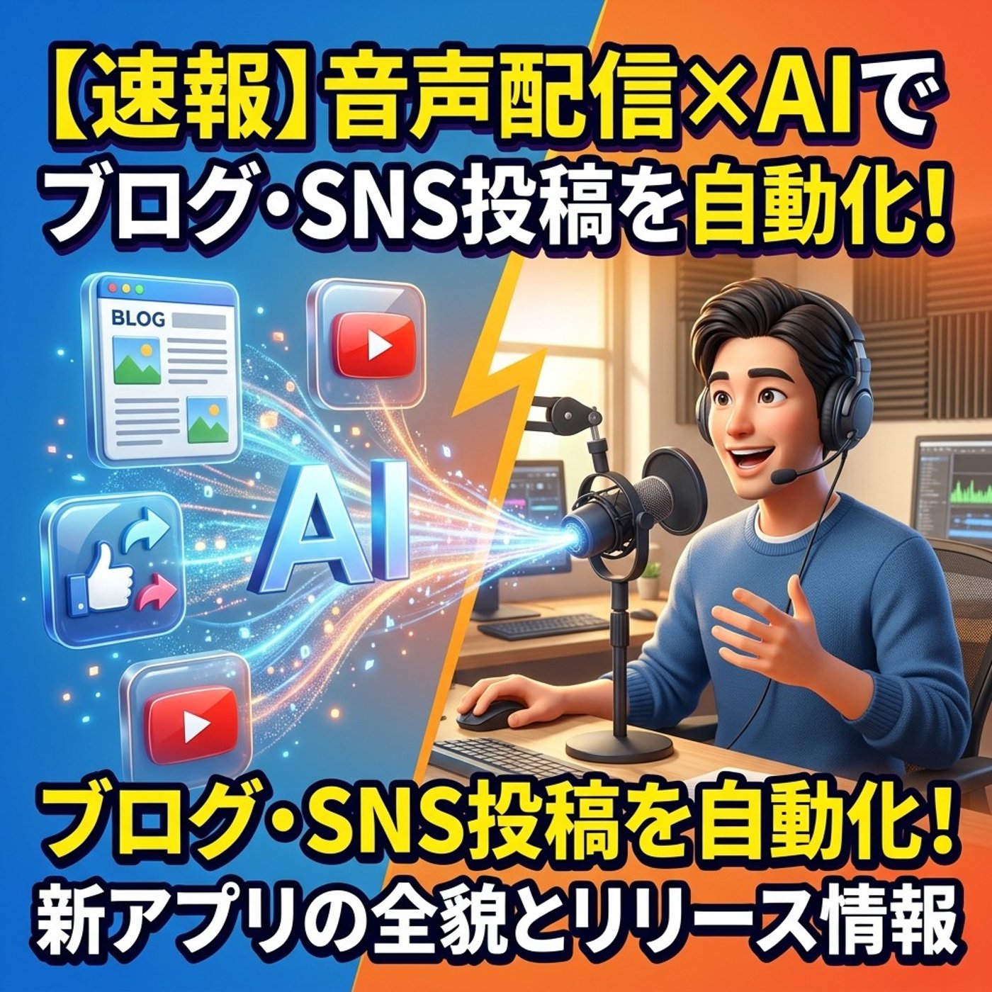 【速報】音声配信×AIでブログ・SNS投稿を自動化！新アプリの全貌とリリース情報 episode artwork