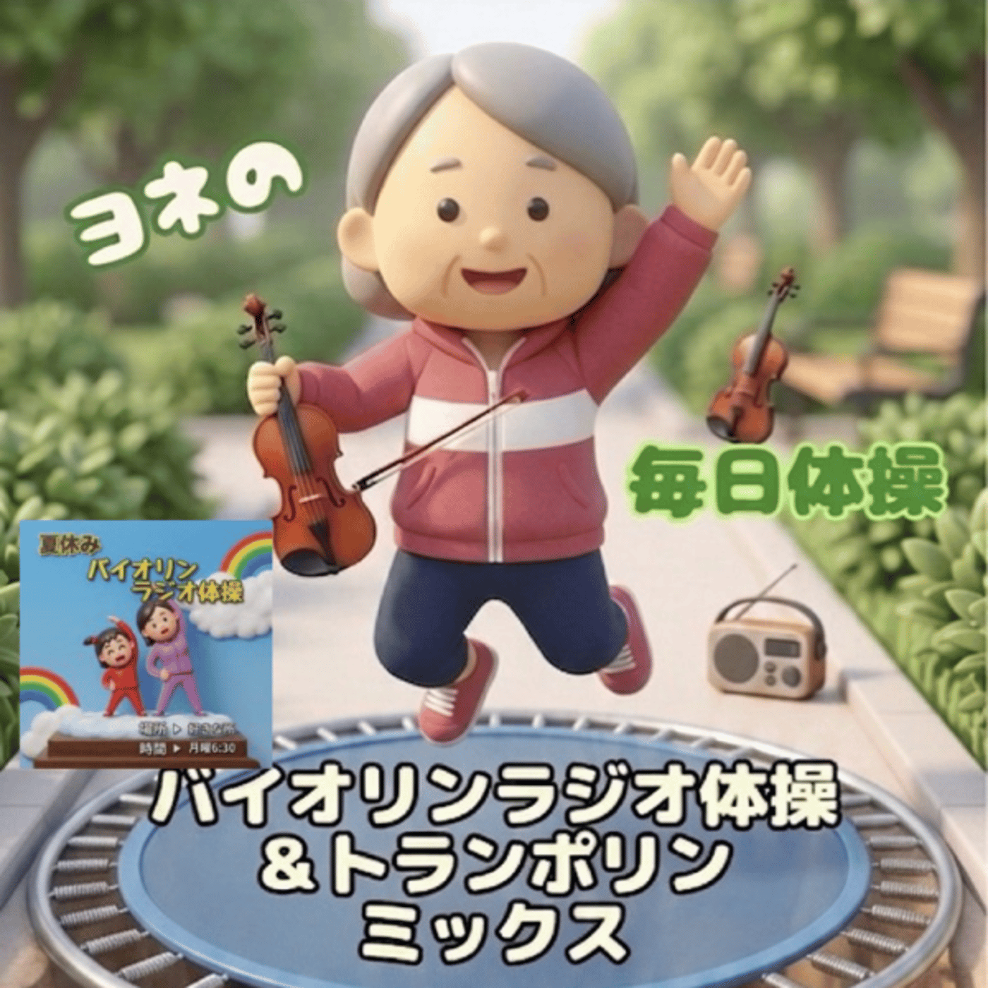 314《ヨネの毎日体操》バイオリンラジオ体操＆トランポリン