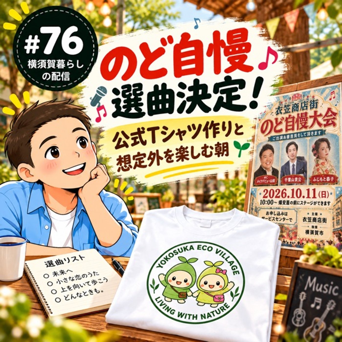 #76 のど自慢選曲決定！公式Tシャツ作りと想定外を楽しむ朝 episode artwork